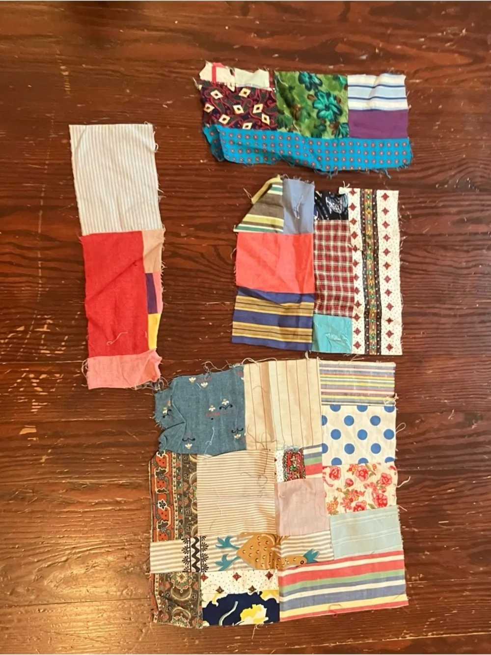 VTG Handmade Hand Pieced Stitched Scrap  57x63 Quilt Top Farmhouse Cottagecore